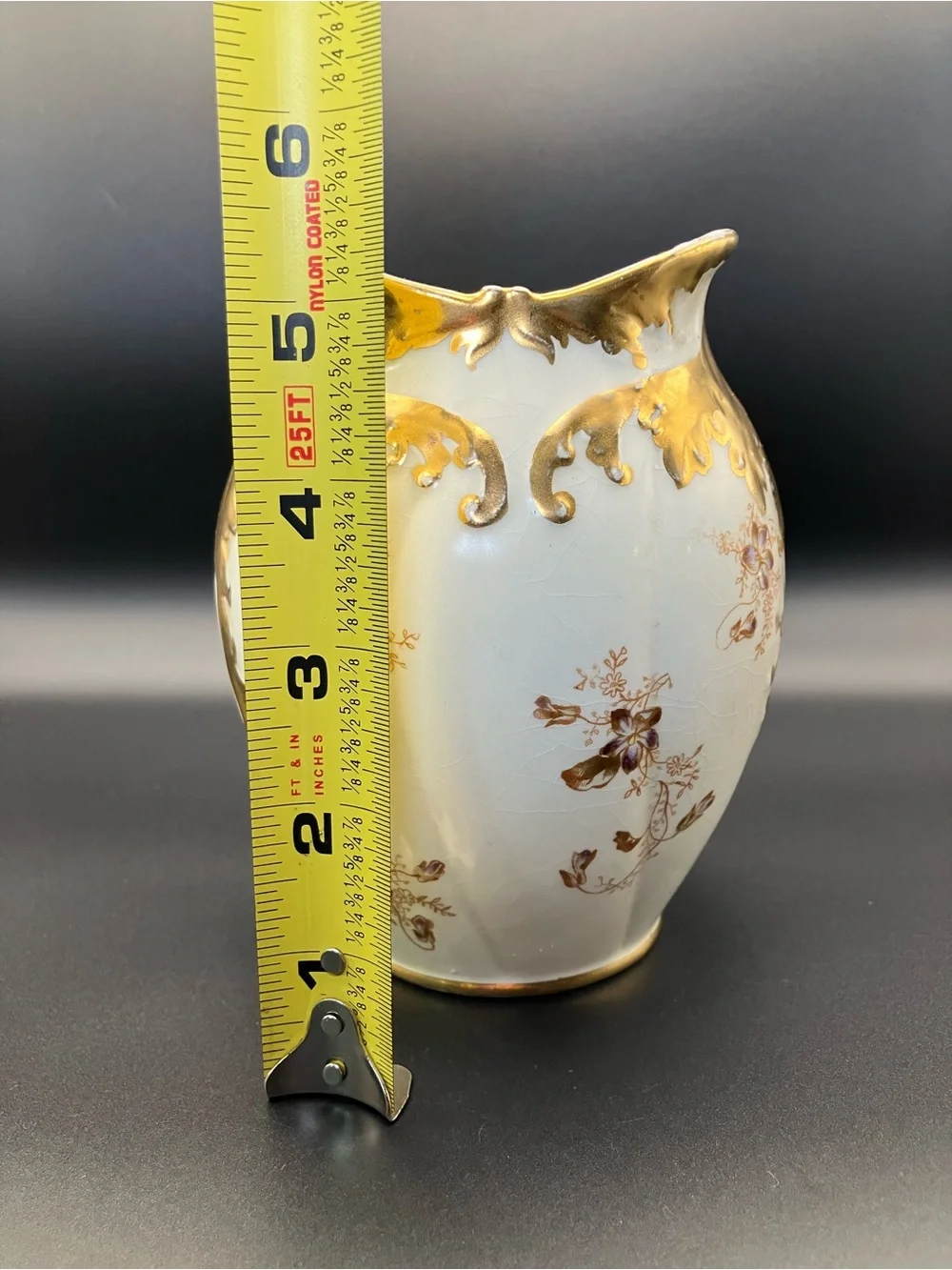 Warwick Semi Porcelain Ornate Gold-Trim Floral Ceramic Vase